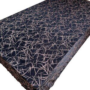 Halloween Black Orange Glitter Tablecloth Slinky Fabric 56 x 102 in